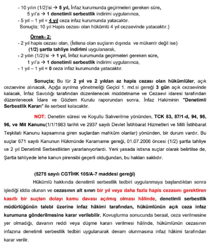 Yeni İnfaz Yasası 7242 Sayılı Kanuna Göre Hazırlanmış Koşullu Salıverilme Oranları